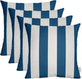 RSH DECOR: Sunbrella Square Throw Pillows Set of 4 | 20" x 20" | Water and Fade-Resistant Performance Fabric | Outdoor Pillow Covers with Down-Alternative Inserts | Cabana Regatta