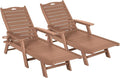 nalone Chaise Lounge Set of 2 Outdoor with 5-Position Adjustable Backrest, HDPE Lounge Chair for Outside Supports Up to 400 LBS, Pool Lounge Chairs for Patio Poolside Deck Beach Backyard (Teak)