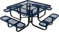 COATEDOUTDOORFURNITURE Heavy-Duty Portable Outdoor Kids Table with Umbrella Hole, Expanded Metal Kids Picnic Table, Commercial-Grade, Made in America (46 in, Square, Childrens, Textured Dark Blue)