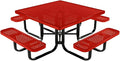 COATEDOUTDOORFURNITURE Heavy-Duty Portable Outdoor Kids Table with Umbrella Hole, Punched Steel Kids Picnic Table, Commercial-Grade, Made in America (46 in, Square, Childrens, Red)
