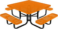 COATEDOUTDOORFURNITURE Heavy-Duty Portable Outdoor Kids Table with Umbrella Hole, Punched Steel Kids Picnic Table, Commercial-Grade, Made in America (46 in, Square, Childrens, Orange)
