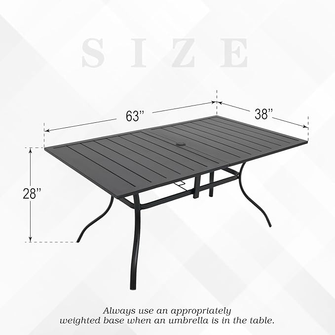 Stackable Rattan Patio Chairs and and Rectangle Dinig Table Set of 6 with 63"x38" Table All-Weather