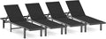 Pool Chaise Lounge Chair Set of 4, Outdoor Lounge Chairs with Wheels, 5-Position Adjustable Sun Loungers for Outside, Deck, Beach, Black