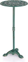 OwnMy Cast Iron Tall Plant Stand Heavy Duty Flower Pot Holder, Decorative Pedestal Potted Plant Rack, Indoor Outdoor Wrought Iron Large Single Plant Stand for Patio Garden Home, Antique Green