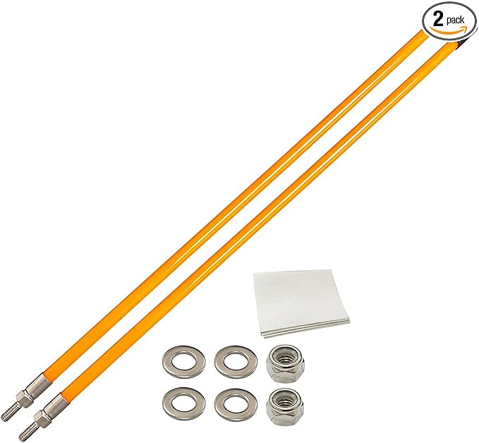 Snow Plow Blade Markers Guides Kit Orange 24''Steel Wire Structure 304 Stainless Steel Vertical Stud Mount Joint Never Break Never Rust High Visibility Fit for Boss Western plows and More