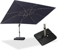 PURPLE LEAF Patio Umbrella with Base Included, 10‘×13’ Outdoor Aluminum Cantilever Umbrella with 360° Rotation, Aluminum Large Offset Umbrella for Outdoor Garden Pool, Grey