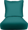 RSH DECOR: Deep Seating Cushion with Pillow Back | 23” x 26” Seat | All-Weather Spun Fabric | Water and Fade-Resistant | Outdoor Chair Cushion Set for Patio Furniture | Peacock