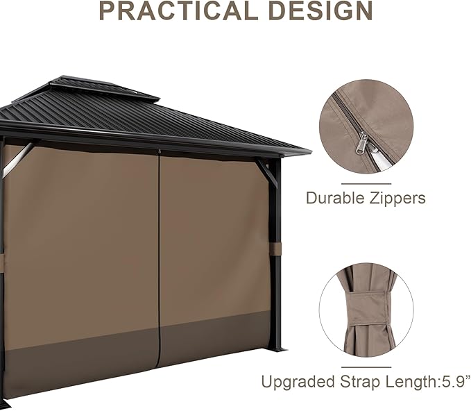 BPS 12' x 16' Gazebo Curtain Privacy 4-Panel Sidewall Outdoor Replacement Shade (Only Curtain)