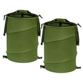Reusable Lawn and Leaf Garden Bag, Collapsible/Pop Up Trash Can, 18x22 In Garbage Can and Recycling Bin with Lid for Home Storage, Laundry, Camping, Garden (2Pcs-Green 24 Gallons)