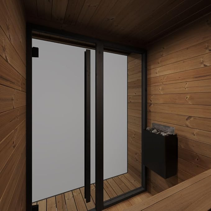GL4 Outdoor Sauna Kit, Garden Luxury-Series Outdoor DIY Sauna Kit, Thermo-Spruce, up to 4 Persons Bundles (Sauna Heater and Sauna Stones Included) (HIVE MINI 6 WiFi - Glass)