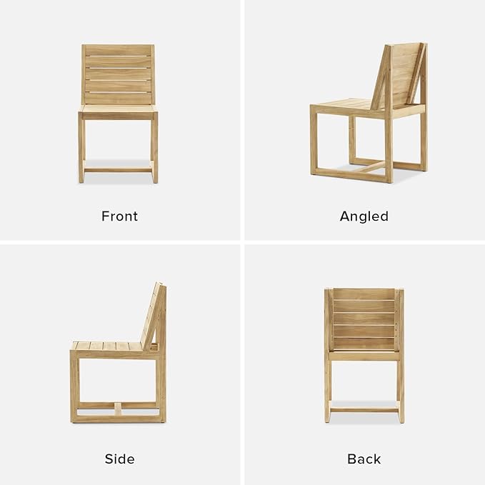 mopio Bruno Outdoor Chair, Solid Acacia Wood Patio Chairs for Indoor Outdoor Dining, Mid Century Modern Farmhouse Conversation (Bruno Set of 2)