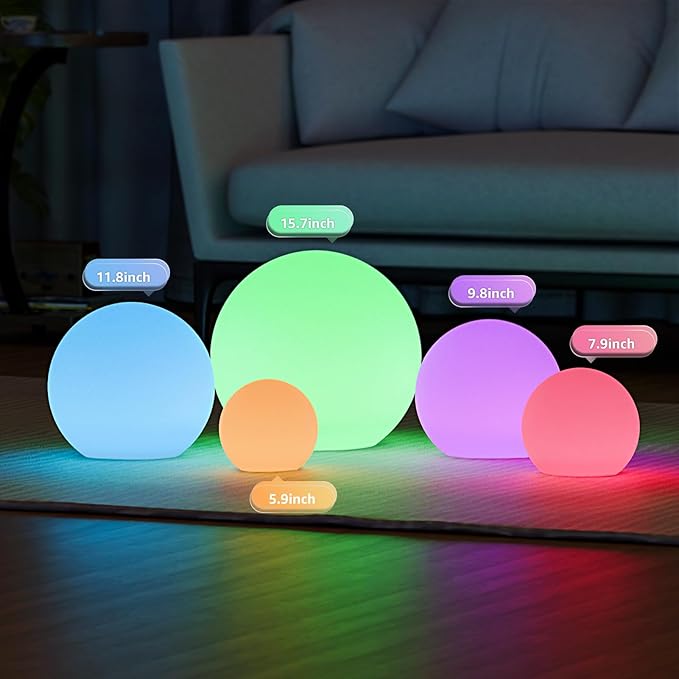 FUYO Floating Pool Lights, IP66 Water-Resistant LED Ball Mood Lamp with APP & Remote, Color-Changing Smart Night Light for Pool, Garden, Patio, Party, Indoor/Outdoor Decor (8-inch)