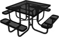 COATEDOUTDOORFURNITURE Heavy-Duty Portable Outdoor Picnic Table with Umbrella Hole, Punched Steel Commercial-Grade Patio Dining Furniture Made in America (46" Square Top, Textured Black)