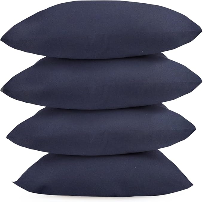 Covers & All Premium Square Throw Pillow Inserts with Covers Set of 4, 12 x 12 Inches Navy Blue, Decorative Cushions for Couch Sofa Home Decor Office Travel UV Resistant Waterproof Soft Cushions