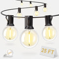 String Lights for Outdoor 25 ft, G40 Patio Lights with 13 pcs Bulbs, Shatterproof Waterproof Outdoor Lights Hanging Connectable Globe Outdoor Lights for Bistro, Cafe, Backyard, Balcony, Party, Black