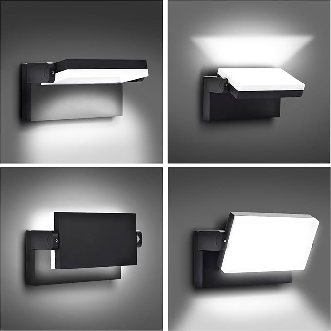 60W LED Outdoor Wall Lights with 360°Rotation, Flood Lights Outdoor 5000K 4000K 3000K 3 Colors Changeable,Outside Sconce Security Lights for Garage Barn Front Porch
