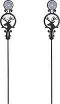 Touch of Class Pathways Reflective Driveway Marker Stake Set of Two for Outdoor Use | Buck Deer Design with Antlers | Personalized Tall Reflector Set of 2 | Black Durable Finish