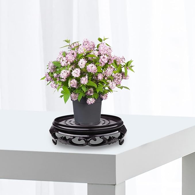 Hapivida Plant Stand, 6.8in Round Plant Riser Flower Pot Display Stand Plant Rack Holder Planter Tray Oriental Style Furniture Indoor Outdoor for Desktop Counter Room