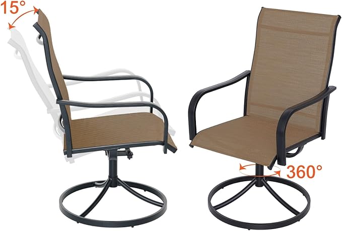 Patio Swivel Dining Chairs Set of 8, Outdoor Metal Chair with Textilene Mesh Fabric Patio Furniture Set Porch Chairs with Metal Rocking Frame for Lawn Garden Backyard