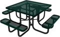 COATEDOUTDOORFURNITURE Heavy-Duty Portable Outdoor Picnic Table with Umbrella Hole, Punched Steel Commercial-Grade Patio Dining Furniture Made in America (46" Square Top, Textured Dark Green)