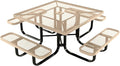 COATEDOUTDOORFURNITURE Heavy-Duty Portable Outdoor Kids Table with Umbrella Hole, Expanded Metal Kids Picnic Table, Commercial-Grade, Made in America (46 in, Square, Childrens, Tan)