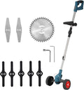 Cordless Weed Wacker Compatible with Makita 18V Battery,6-inch Electric Grass Trimmer with 3 Types Blades,Battery Powered Weed Eater for Garden Yard and Lawn Care
