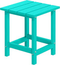 MUCHENGHY Adirondack Outdoor Side Table, 14.7" Patio Side Table Weather Resistant, HDPE Outdoor End Tables for Patio, Lake Blue