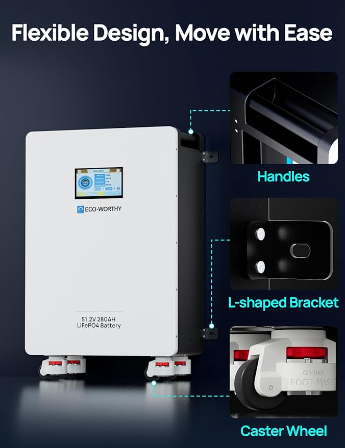 ECO-WORTHY Home Power Station Backup Power,14336Wh LiFePO4 Battery Support Communication,10KW Inverter,for Home Backup,Emergency,Solar System Components