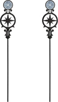 Touch of Class Pathways Reflective Driveway Marker Stake Set of Two for Outdoor Use | Compass Star Emblem Design | Personalized Tall Reflector Set of 2 | Black Durable Finish