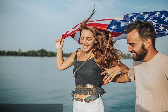 American Flags for Outside 2.5x4 Ft; American Flags 2.5x4 Outdoor Heavy Duty. Durable 250D Polyester US flags with Premium Embroidered Stars, Sewn Stripes, Brass Grommets, and Vibrant Colors.