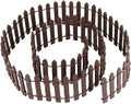 Miniature Fairy Garden Fence, DIY Wood Picket Fence Mini Ornament for Dollhouse (Brown)