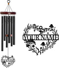 Personalized Customize Name Fantasy Mushroom Wonderland Wind Chime, Metal Iron 37 Inch Outdoor Memorial Gift for Garden Yard Patio Home Decor, Black (Style F)