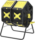 Compost Bin Outdoor - 2 X 18.5 Gal Dual Chamber Compost Tumbler,BPA Free Outdoor Rotating Composter with Easy-Turn, Fast-Working System