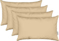 RSH DECOR: Lumbar Throw Pillows Set of 4 | 20” x 12" | All-Weather Spun Fabric | Water and Fade-Resistant | Outdoor Support Pillows for Patio Furniture | Tan