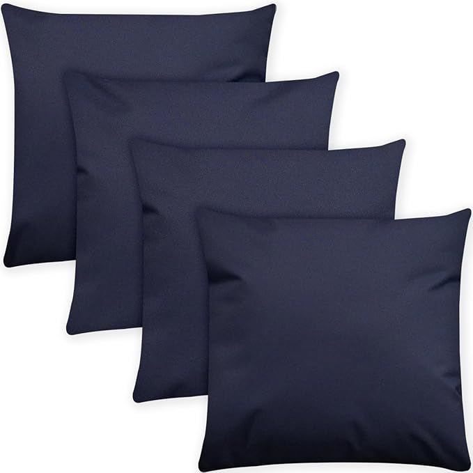 Covers & All Premium Square Throw Pillow Inserts with Covers Set of 4, 20 x 20 Inches Navy Blue, Decorative Cushions for Couch Sofa Home Decor Office Travel UV Resistant Waterproof Soft Cushions