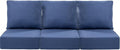 Luxury 22x24/22x25 6-Inch Patio Sofa Cushions Set of 3 - Memory Foam Deep Seat Water-Resistant Patio Cushion for Dining Rocking Swivel Chairs Loveseat 3-Seater Sectional Couch - Navy Blue