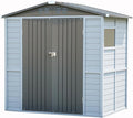Galvanized Steel Frame & Solid Cedar Wood Wall Shed | 4x6ft Outdoor Storage Shed with 9-Level Wind Resistance & 10-Grade Waterproof Roof, Lockable Double Doors & 2 Windows for Garden Patio