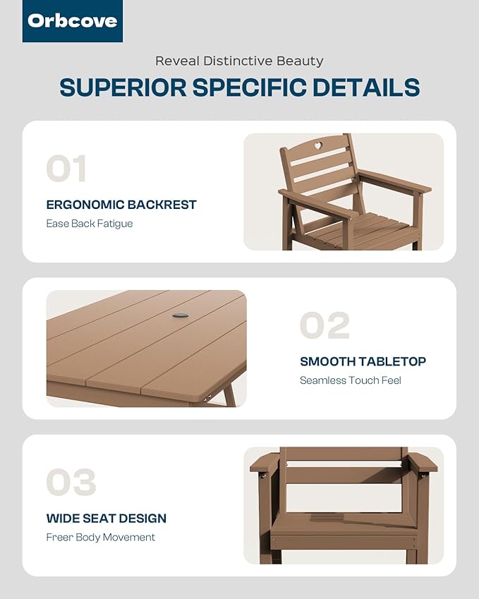 HDPE 2-Piece Outdoor Dining Chairs, Weather-Resistant Heart-Cutout Design Patio Dining Chairs, Outdoor Furniture for Lawn, Patio, Porch, Deck, Poolside, Yard (Teak)