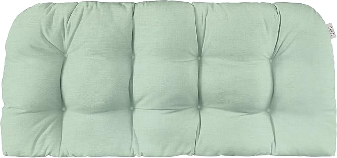 RSH DECOR: Sunbrella Tufted Wicker Loveseat Cushion | 44" x 22" | Outdoor Settee Cushion for Patio Furniture | Crafted with Sunbrella Performance Fabric| Canvas Spa