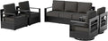 5 PCS Aluminum Patio Conversation Set - 3-Seater Sofa, 2 360° Swivel Chair, 2 Fixed Chair with 6" Thick Water-insistant Cushions, All-Weather Use Removable Cover, Ideal for Garden, Poolside (Grey)