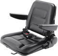 Lawn Mower Seat, Garden Tractor Seat, Tractor Suspension Seat, PVC Tractor Seats Universal Fold Down Forklift Seat with Adjustable Angle Back, Armrest and Safety Belt