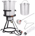 Barton 30QT Turkey Deep Fryer 37,000BTU Fish Fryer Pot Combo Boiler Steamer Roaster Clam Crawfish Pot Boiling Lid Seafood Cajun Gas Stove Burner Stand Injector