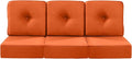 Luxury 22x24/22x25 6-Inch Patio Chair Cushions Set of 3 - Memory Foam Deep Seat Water Repellent Patio Cushion for Lawn Dining Rocking Swivel Chairs Loveseat 3-Seater Sectional Sofa - Orange