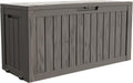 80GAL PLUS Rolling Brown Outdoor Deck Box with Lock Hole - Waterproof, SGS - Certified UV Protection, All - Weather Resin, Mobile Storage for Poolside or Patio Use, Easy Assembly