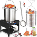 ARC 40QT Seafood Boiling Kit, 200,000BTU Propane Burner and 36" Large Spoon, Crawfish Boil Pot w/Basket and Steamer Rack, Outdoors Cooking and Steaming, Large Turkey Fryer Pot, Lobster Shrimp Pot