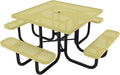 COATEDOUTDOORFURNITURE Heavy-Duty Portable Outdoor Picnic Table with Umbrella Hole, Punched Steel Commercial-Grade Patio Dining Furniture Made in America (46" Square Top, Textured Sandstone)
