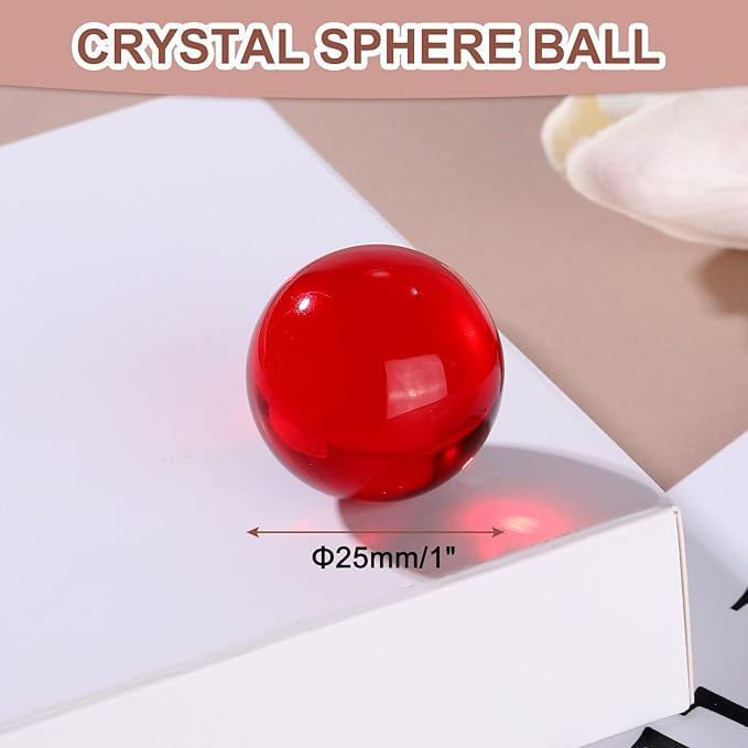 uxcell 25mm/1" Crystal Sphere Ball Glass Solid Decorative Sphere Crystal Ball Prop Ornament for Feng Shui Divination Fortune Telling Tabletop Fountain Decoration, Red
