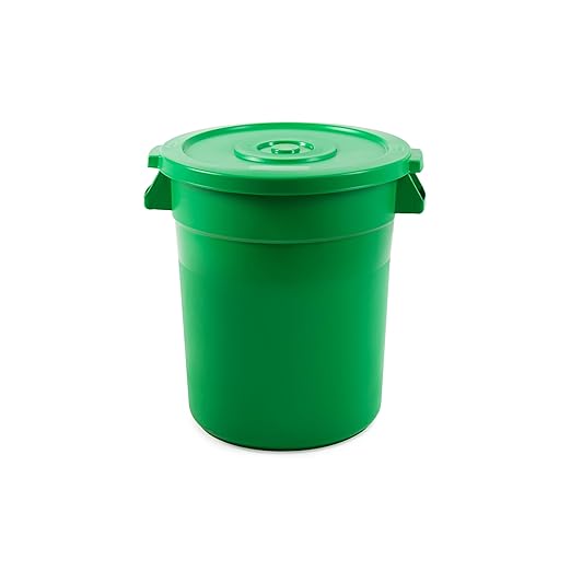 PRO&Family 20 Gallon Trash Can with Lid Round Ingredient Storage Containers Recycling Bin Kitchen Garbage Can Office Garbage Can Trash Barrel Plastic Barrel Yard Waste Bin Outdoor Trashcan (3, Green)