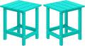 MUCHENGHY Adirondack Outdoor Side Table Set of 2, 14.7" Patio Side Table Weather Resistant, HDPE Outdoor End Tables for Patio, Lake Blue