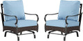 Sophia & William Extra Large Outdoor Patio Motion Sofa Chairs Set 2 PCS Heavy-Duty Metal Porch Furniture with High Back & Deep Seating Area, 5.5" Thicken Cushions for Deck, Lawn, Outside (Blue)